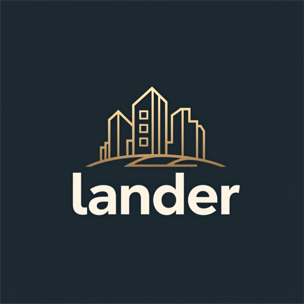  design a logo, minimal line logo in the theme of real estate, with the text ‘lander’