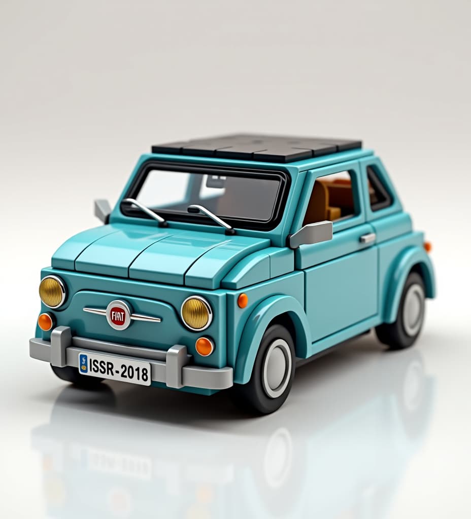  fiat 500 2014, made out of 1x1x1 cube blocks