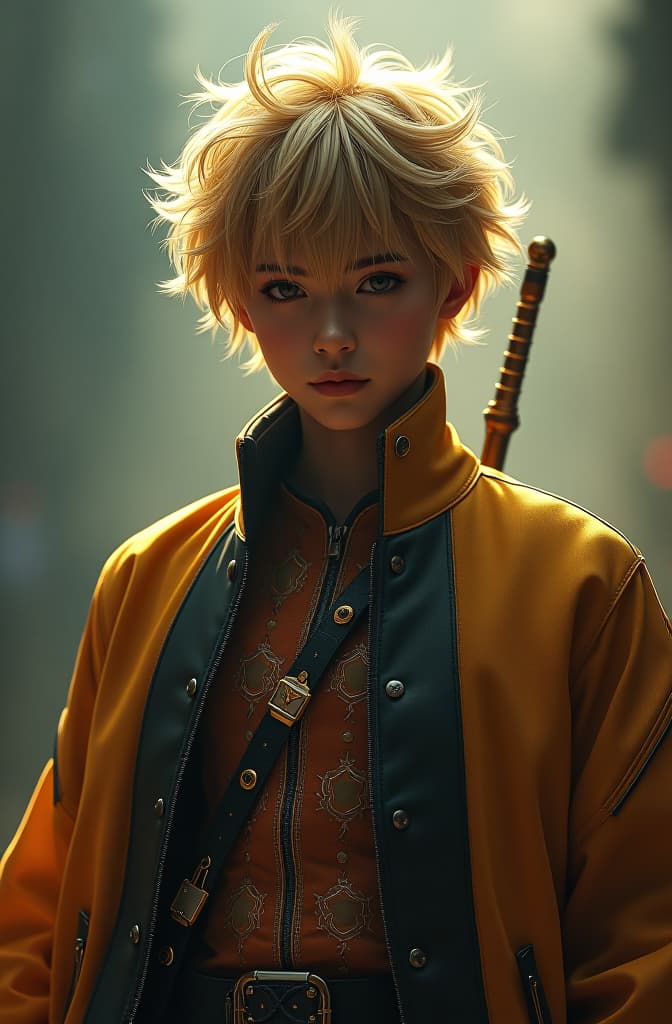  kurapika hyperrealistic, full body, detailed clothing, highly detailed, cinematic lighting, stunningly beautiful, intricate, sharp focus, f/1. 8, 85mm, (centered image composition), (professionally color graded), ((bright soft diffused light)), volumetric fog, trending on instagram, trending on tumblr, HDR 4K, 8K