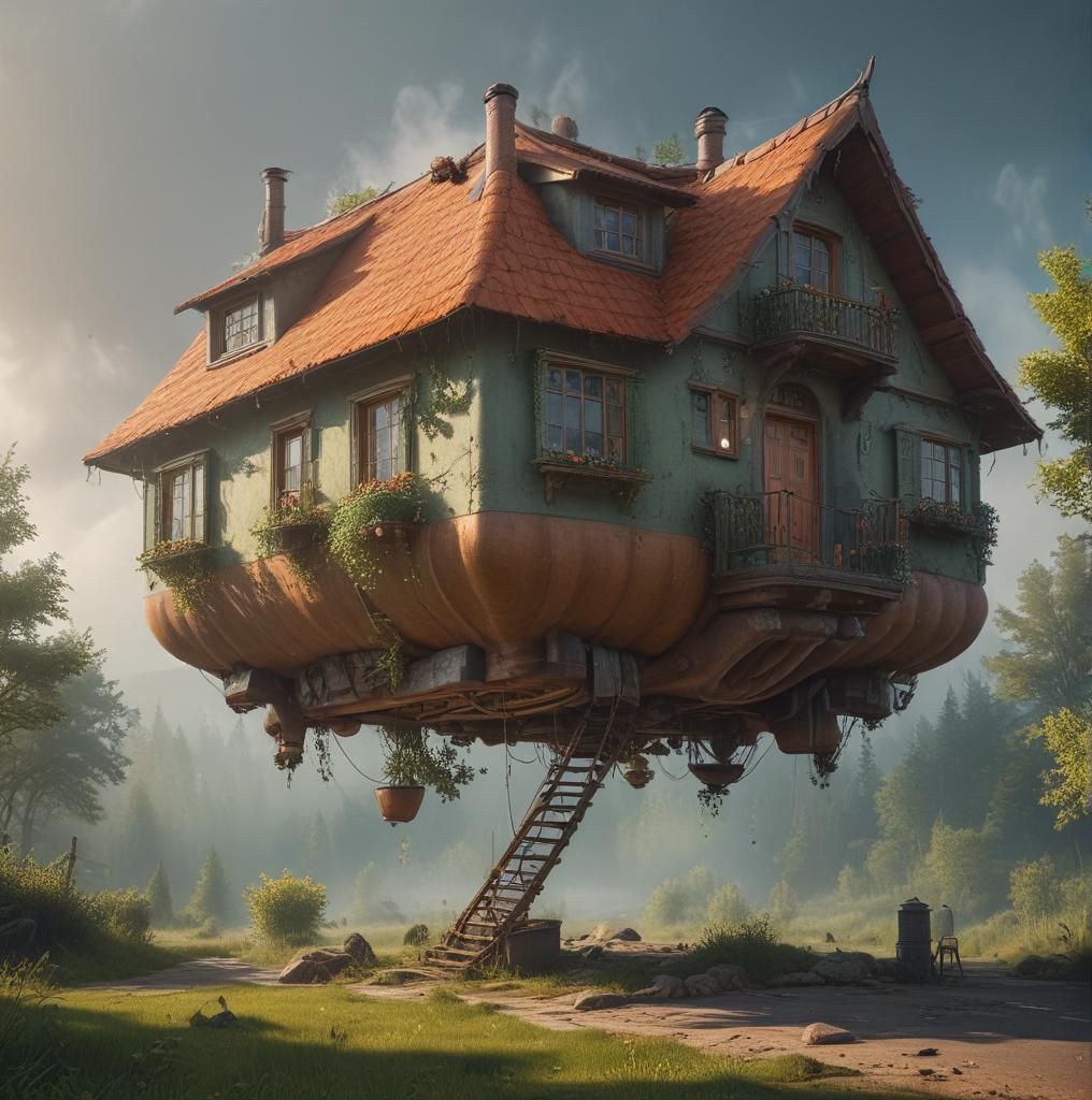 Photorealistic flying house, many details, Ultra detailed, octane render, by Alexander Jansson Creat beautiful, lovely, sexiest big breast, sexiest big butt, horny, short hair, creative, detailed, perfume, beloved, wild, fat, pure, chubby, waring short, Indian girls, background add more girls. hyperrealistic, full body, detailed clothing, highly detailed, cinematic lighting, stunningly beautiful, intricate, sharp focus, f/1. 8, 85mm, (centered image composition), (professionally color graded), ((bright soft diffused light)), volumetric fog, trending on instagram, trending on tumblr, HDR 4K, 8K