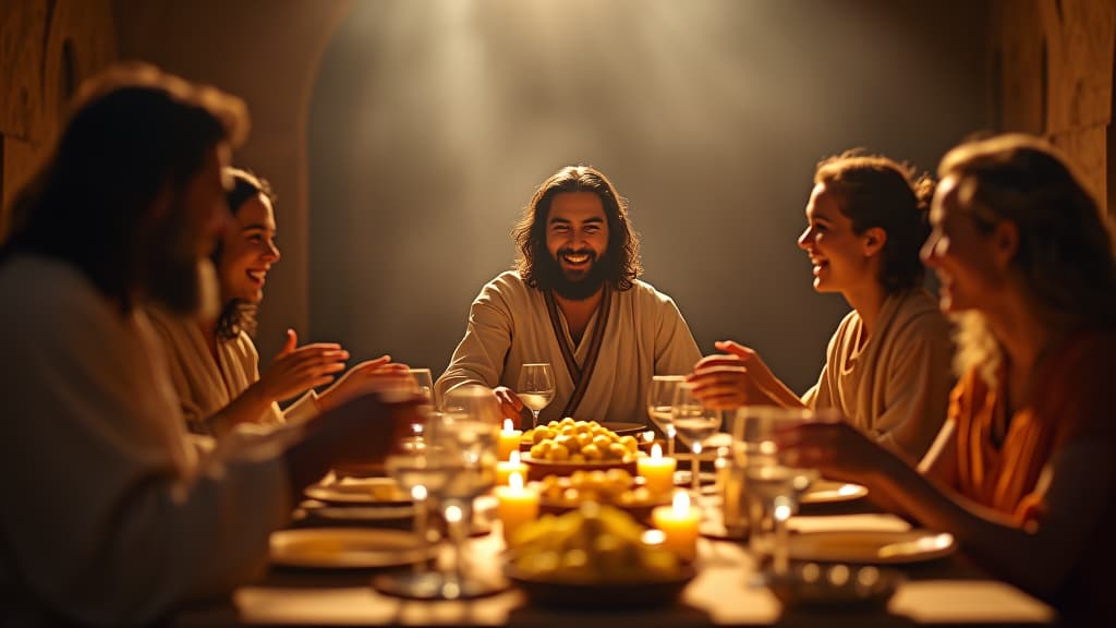  history of biblical times, a celebratory gathering with laban's family, joy and laughter filling the air as they prepare for a feast to honor jacob. hyperrealistic, full body, detailed clothing, highly detailed, cinematic lighting, stunningly beautiful, intricate, sharp focus, f/1. 8, 85mm, (centered image composition), (professionally color graded), ((bright soft diffused light)), volumetric fog, trending on instagram, trending on tumblr, HDR 4K, 8K