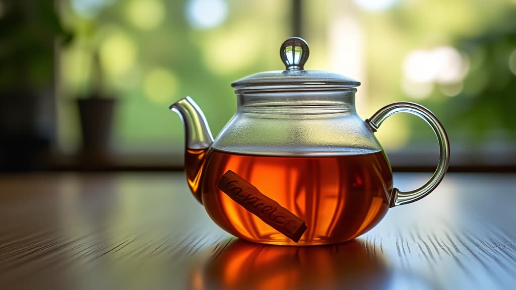  freshly brewed tea in glass teapot