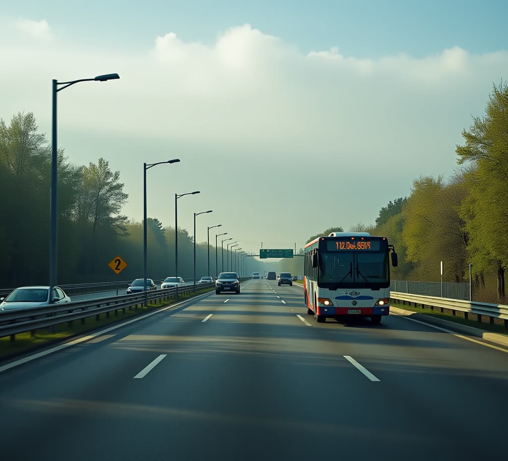  intercity bus rides on a highway