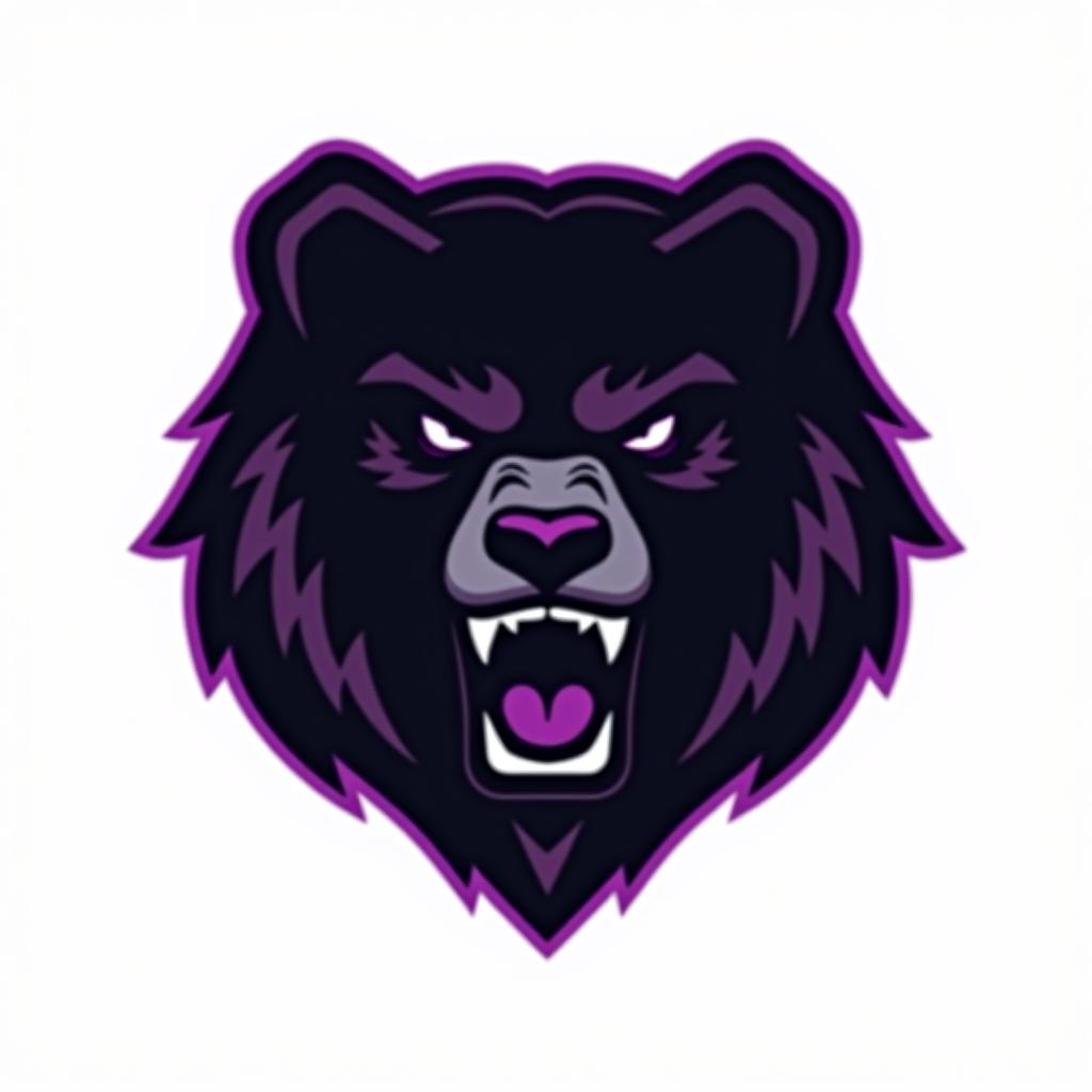  design a logo, esports logo, angry bear, black and purple color