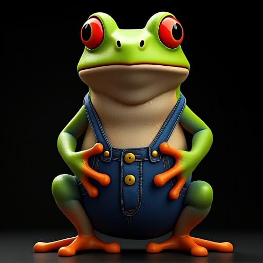  (a frog wearing blue jean), full body, ghibli style, anime, vibrant colors, hdr, enhance, ((plain black background)), masterpiece, highly detailed, 4k, hq, separate colors, bright colors hyperrealistic, full body, detailed clothing, highly detailed, cinematic lighting, stunningly beautiful, intricate, sharp focus, f/1. 8, 85mm, (centered image composition), (professionally color graded), ((bright soft diffused light)), volumetric fog, trending on instagram, trending on tumblr, HDR 4K, 8K