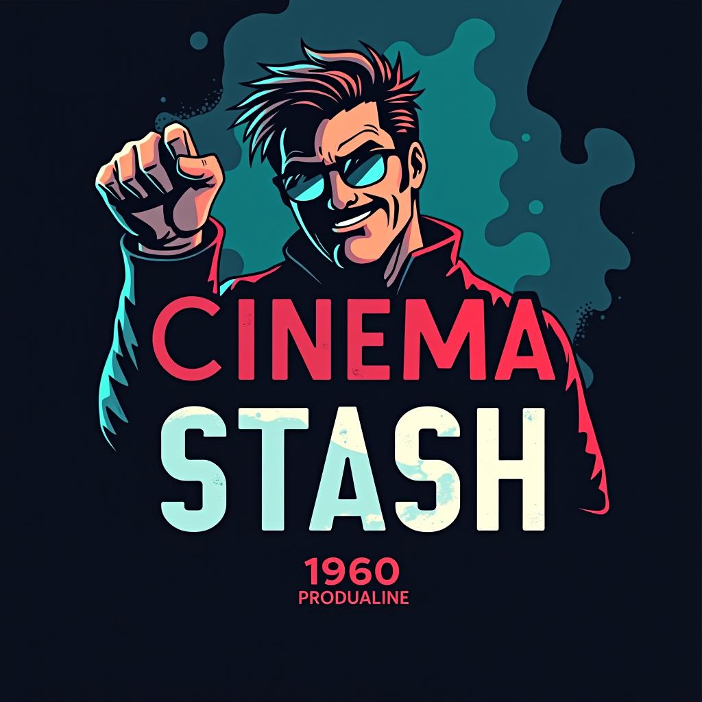  a movie poster logo of word "cinema stash", include character