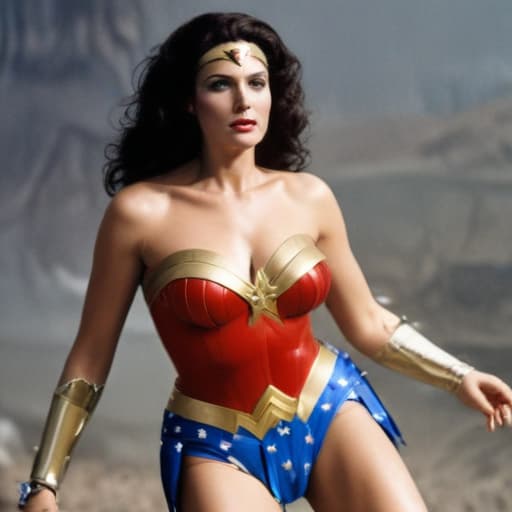 Lynda Carter as Wonder Woman, defeated