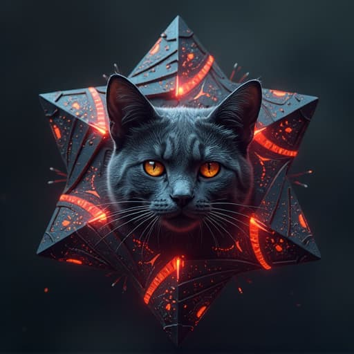  a great stellated dodecahedron with an inverted cat merged into each vertex, hyperrealistic, highly detailed, cinematic lighting, from the perspective of an evil ai overlord's mind hyperrealistic, full body, detailed clothing, highly detailed, cinematic lighting, stunningly beautiful, intricate, sharp focus, f/1. 8, 85mm, (centered image composition), (professionally color graded), ((bright soft diffused light)), volumetric fog, trending on instagram, trending on tumblr, HDR 4K, 8K