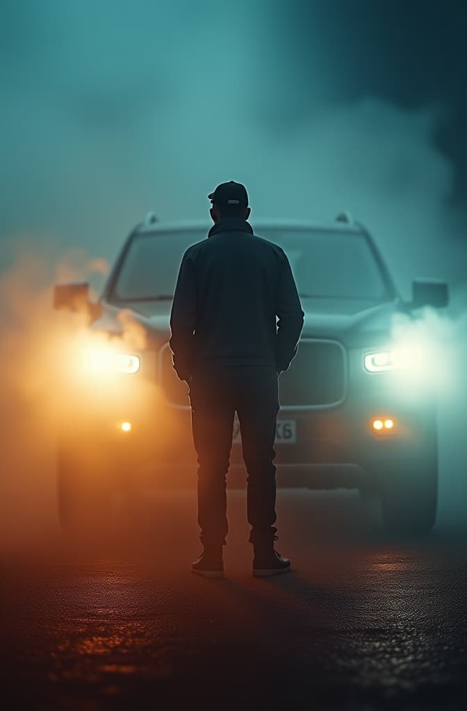  diesel car smoking hyperrealistic, full body, detailed clothing, highly detailed, cinematic lighting, stunningly beautiful, intricate, sharp focus, f/1. 8, 85mm, (centered image composition), (professionally color graded), ((bright soft diffused light)), volumetric fog, trending on instagram, trending on tumblr, HDR 4K, 8K