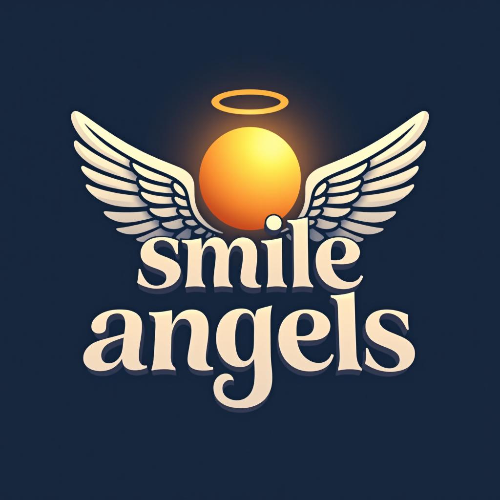  design a logo, in a threedrender style. 水彩スタイル、美しいロゴ、白背景、かっこいい、シンプル。, with the text 'smile angels'.