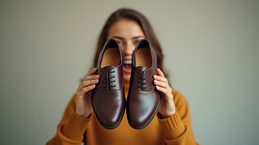   woman holding shoes excitement and anticipation concept