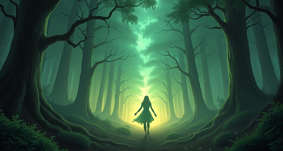  a glowing forest where magical beings hurl truths like daggers. sharp and painful revelations, intense energy, ethereal chaos.. the style is digital art illustration,highly detailed, whimsical,magical, dreamlike atmosphere, realism and fantasy blend, smooth, glossy textures,luminous quality, wonder and enchantment.