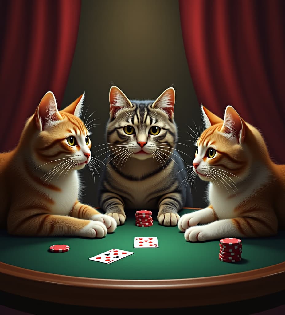  a group of cats playing poker