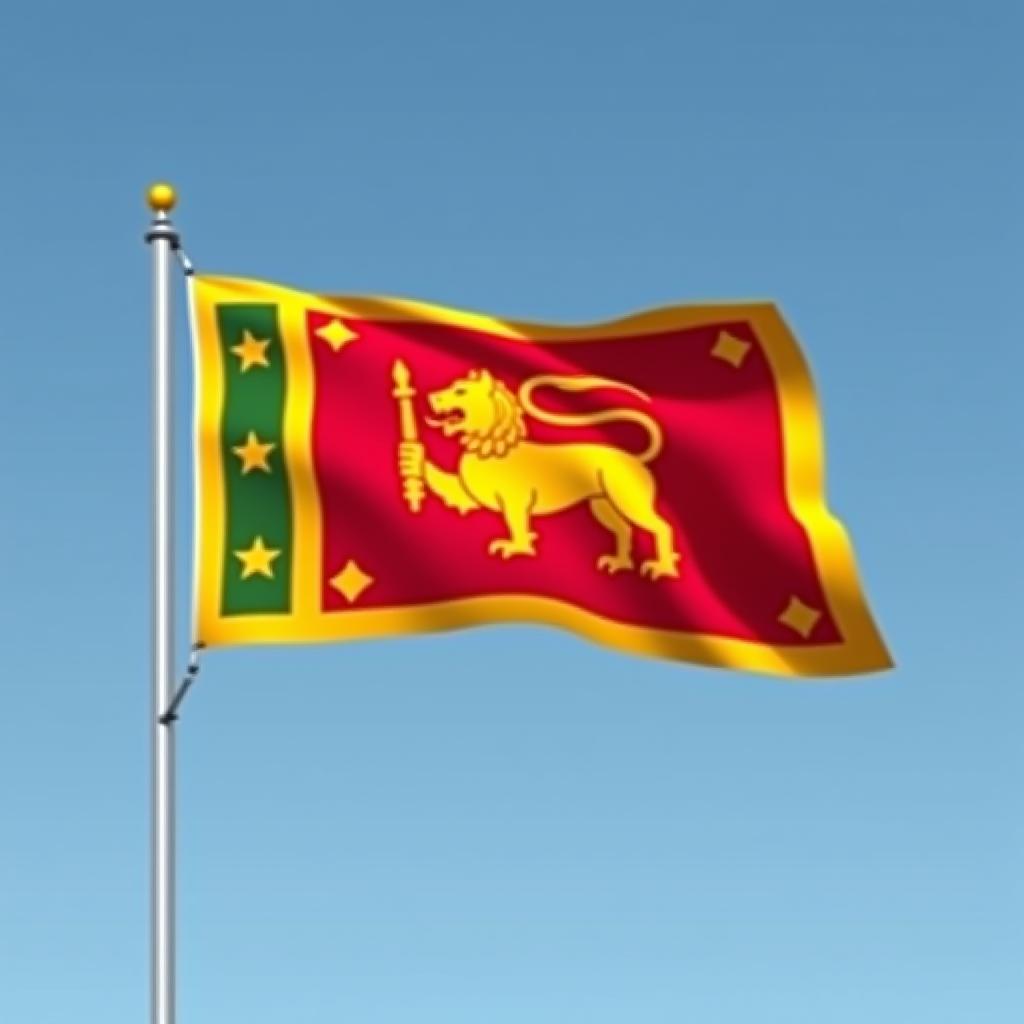  flag of sri lanka blowing in the wind. full page sri lankan flying flag. 3d illustration