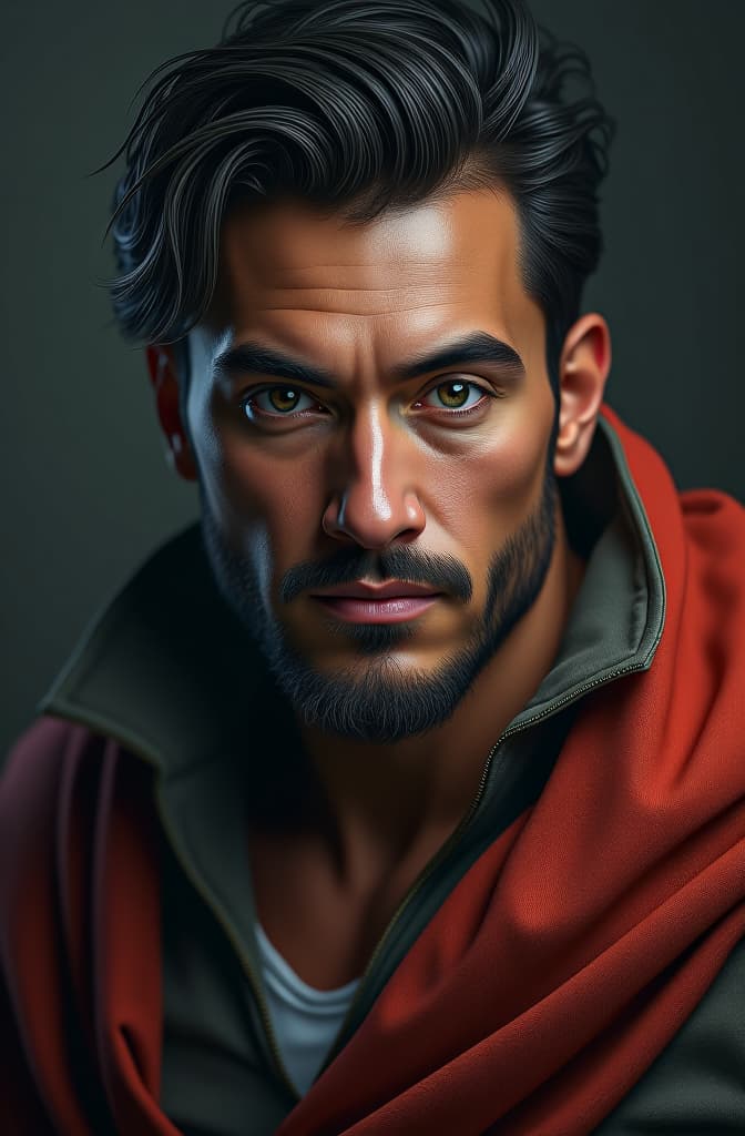  hombre musculoso , realistic, portrait, art by donato giancola and greg rutkowski, realistic face, digital art, trending on artstation hyperrealistic, full body, detailed clothing, highly detailed, cinematic lighting, stunningly beautiful, intricate, sharp focus, f/1. 8, 85mm, (centered image composition), (professionally color graded), ((bright soft diffused light)), volumetric fog, trending on instagram, trending on tumblr, HDR 4K, 8K