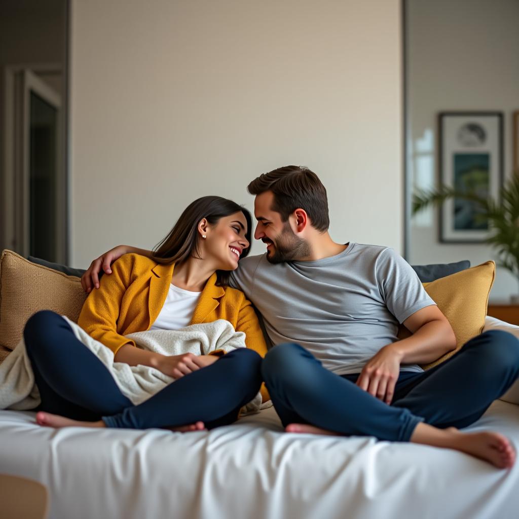  make an image of a woman living with a man as roommates