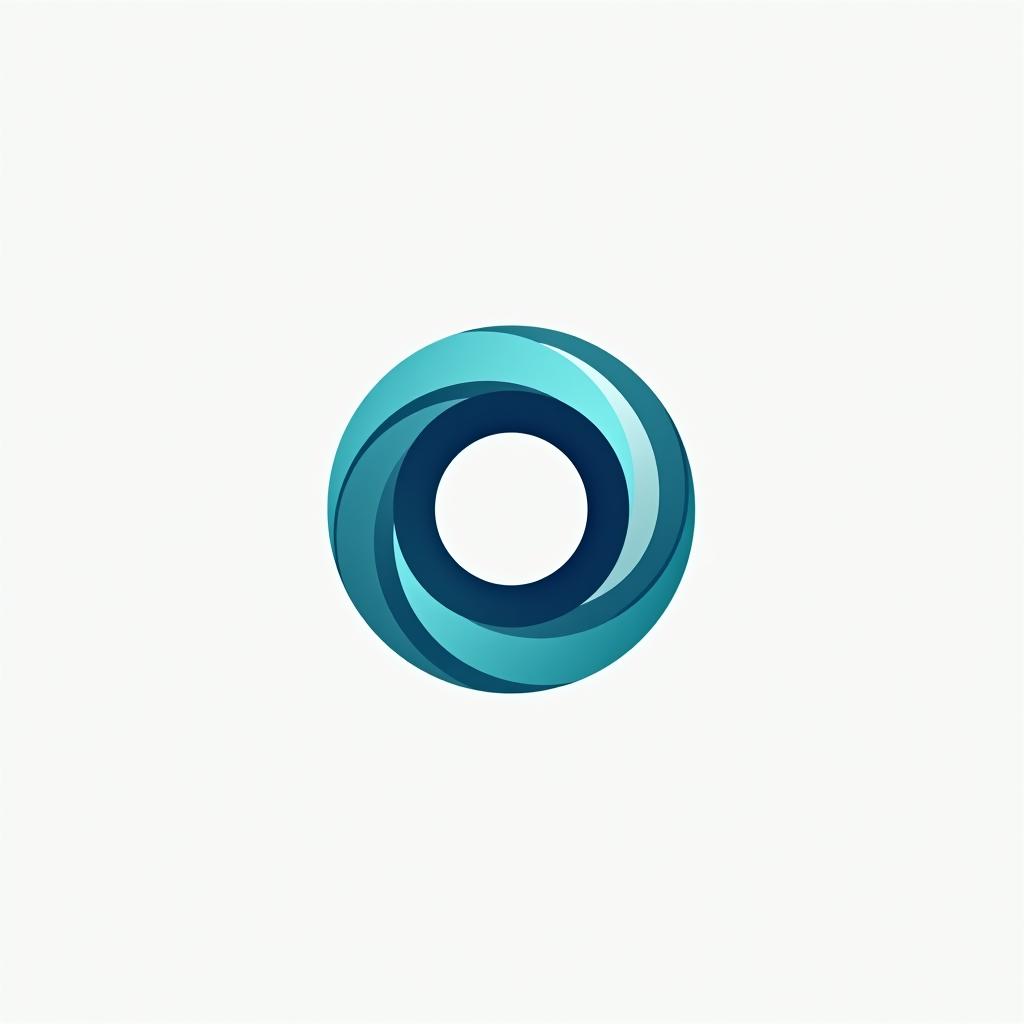  design a logo, a company logo with a circular vortex logo, clean beautiful design, simple, beautiful aesthetic, duotone blue and teal on white background, sharp, clean lines, hurricane