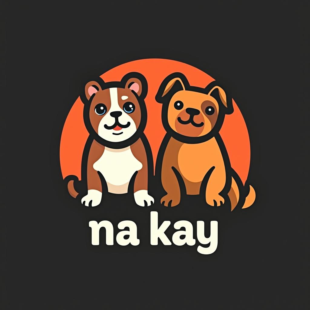  design a logo, i want a logo that conteins two dogs and i need that sells a burguers , with the text 'na kay'.