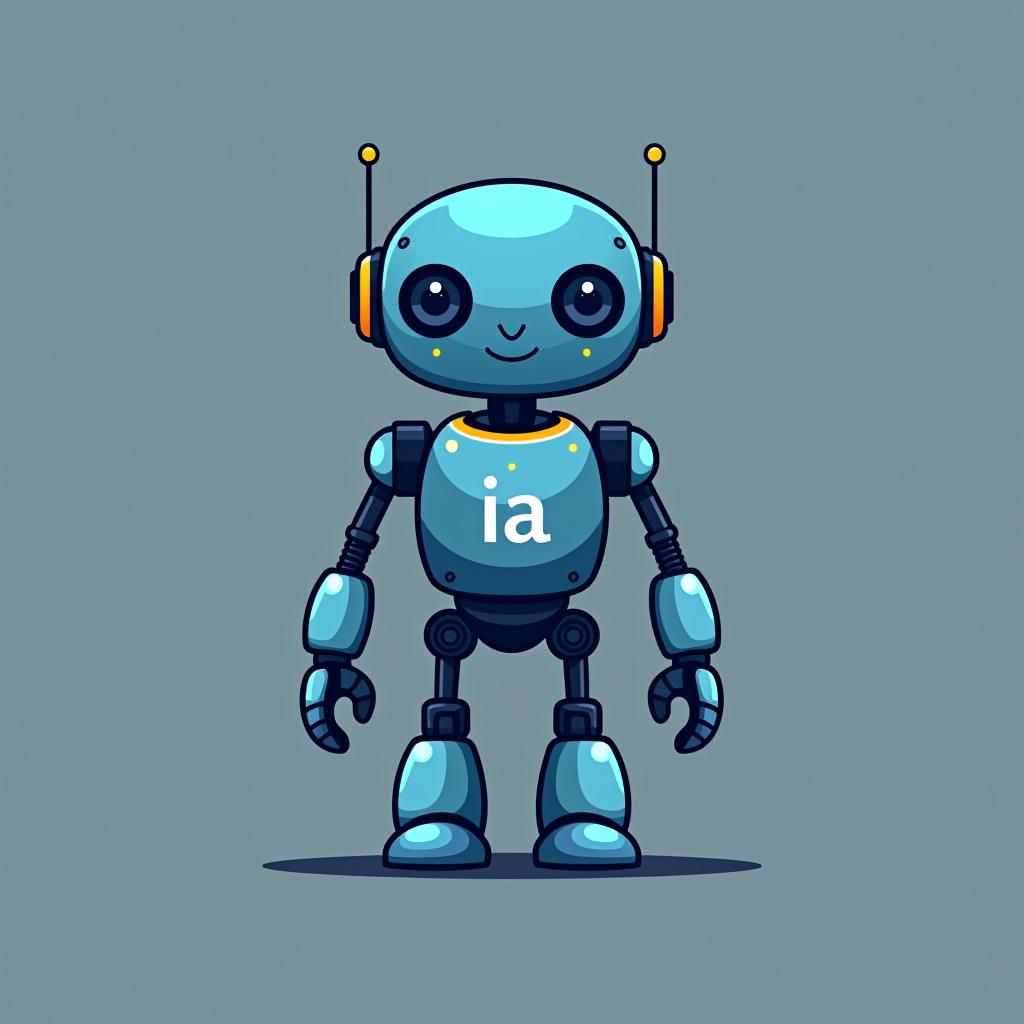  design a logo, quiero un logo de un robot que se llame ia de inteligencia artificial , with the text 'ia '.