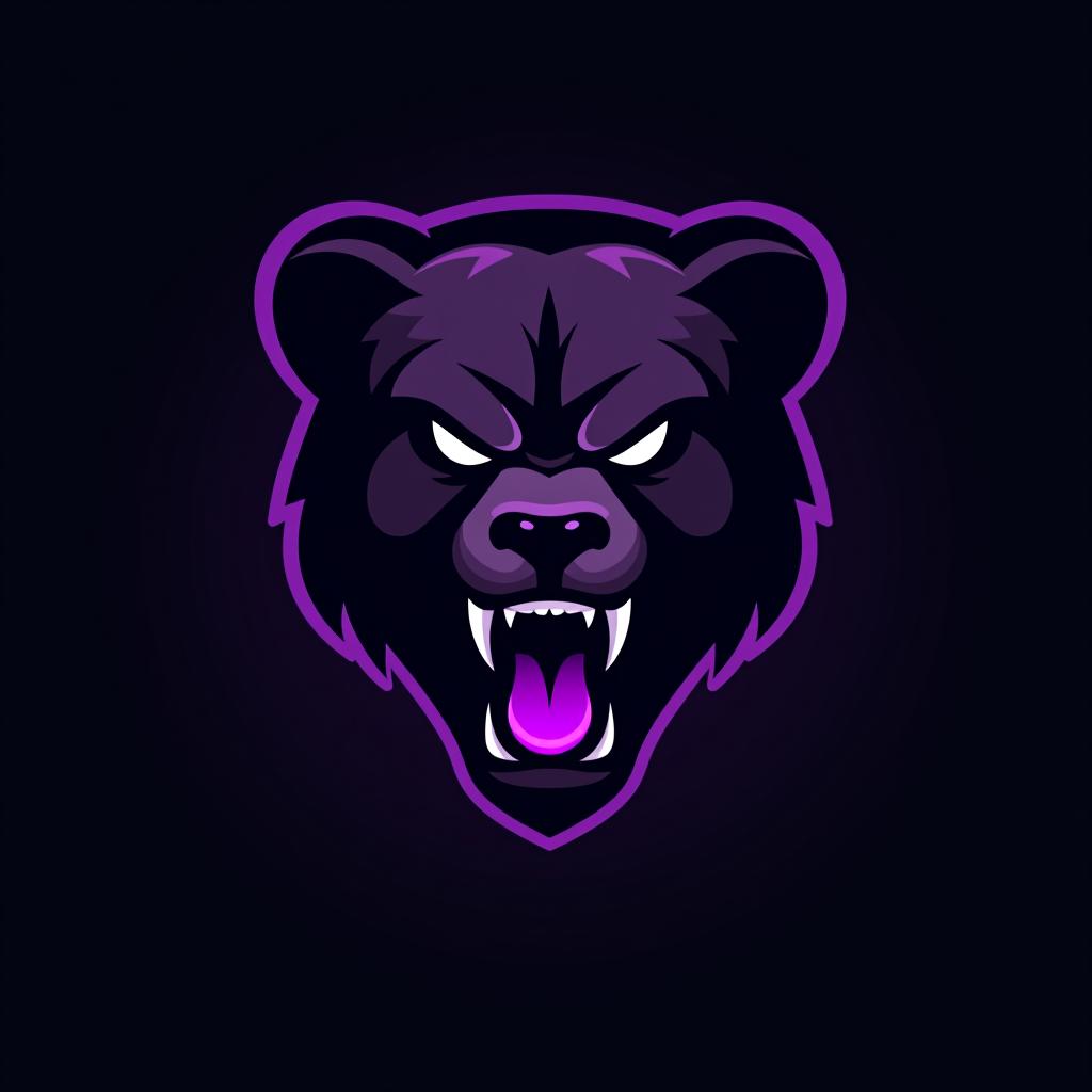  design a logo, esports logo, angry bear, black and purple color