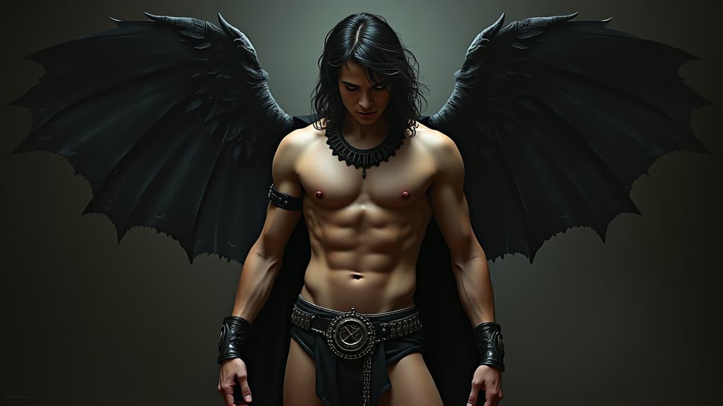  gothic style hard dark fantasy. fantasy. portrait slave in loincloth and leather collar. in , arousing, ual pose . dark, mysterious, haunting, dramatic, ornate, detailed