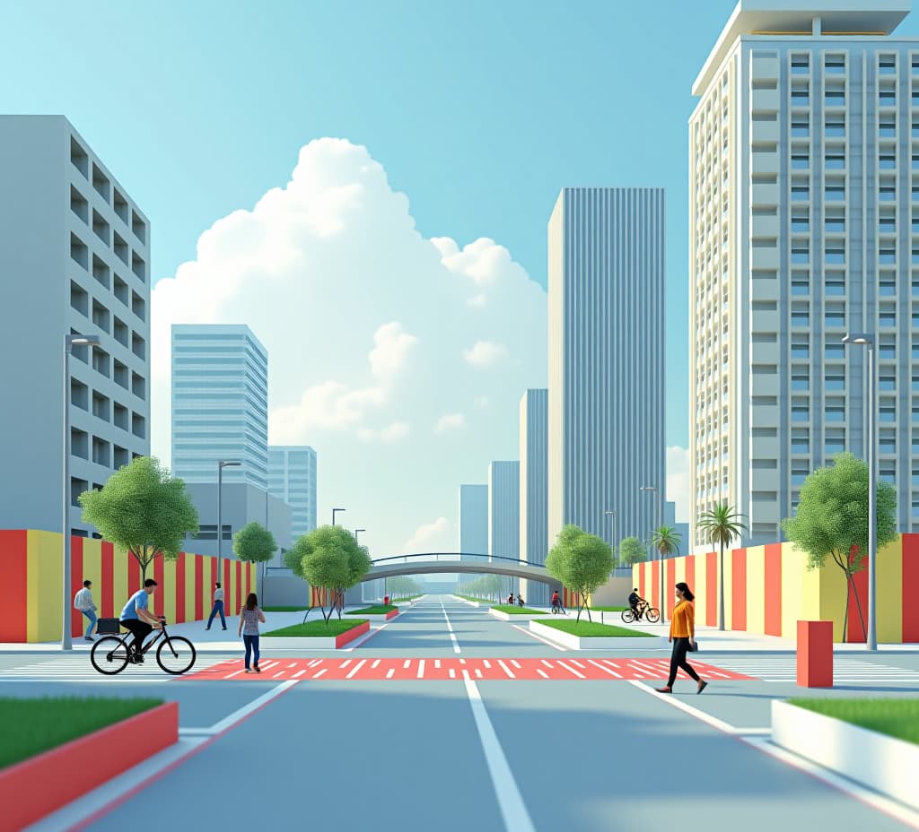  futuristic urban mobility concept 3d illustration of bikesharing and pedestrian friendly cityscape with copy space