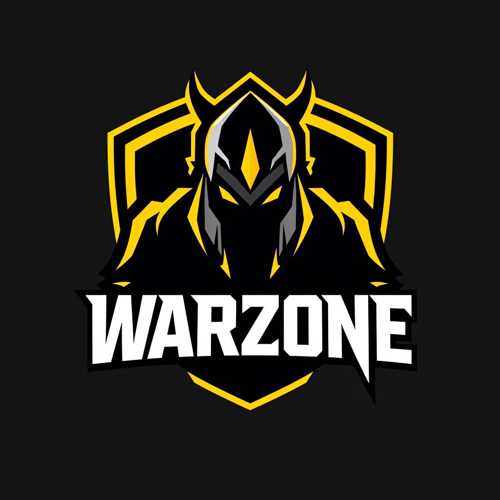  design a logo, esports logo, warrior theme, with text ‘warzone’, black and yellow color