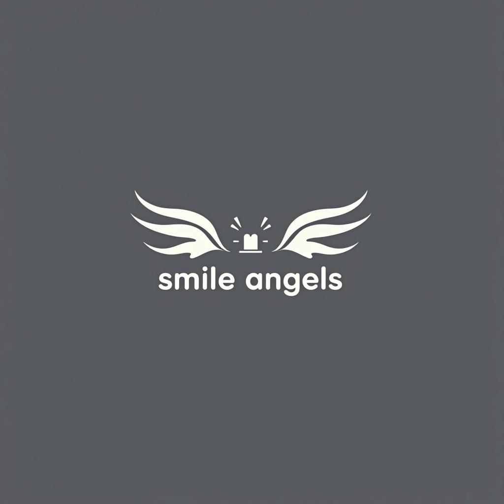  design a logo, in a minimalism style. 水彩スタイル、ロゴ、海、青緑色、、白背景。, with the text 'smile angels'.