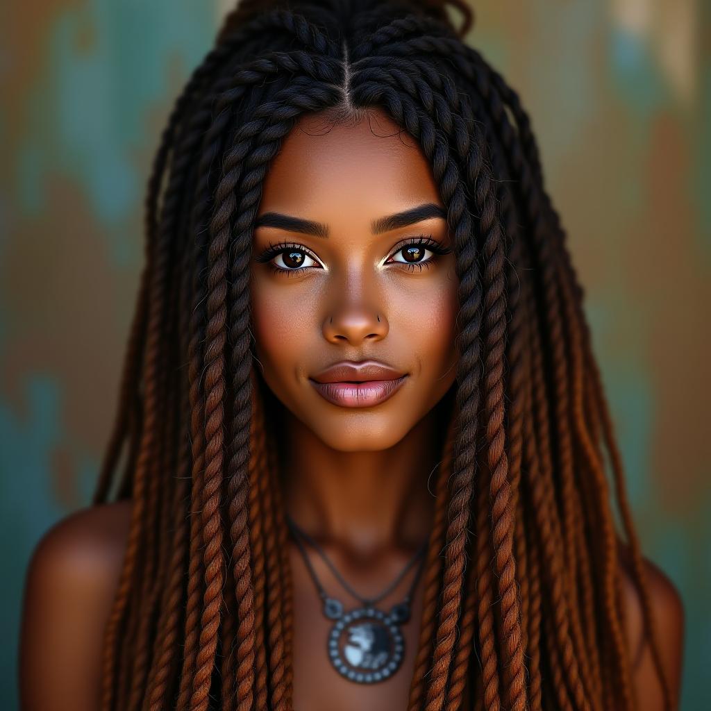  make a image of a mexican woman with brown dreads