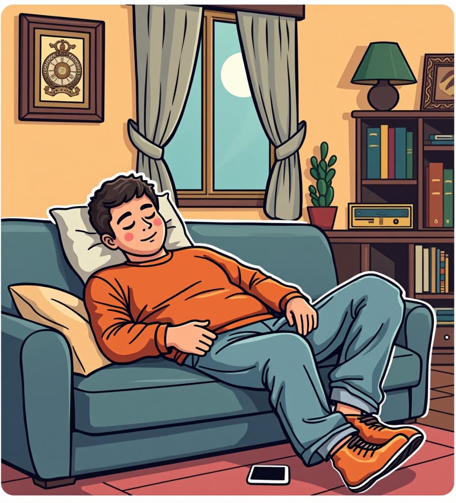  person relaxing cartoon sticker art