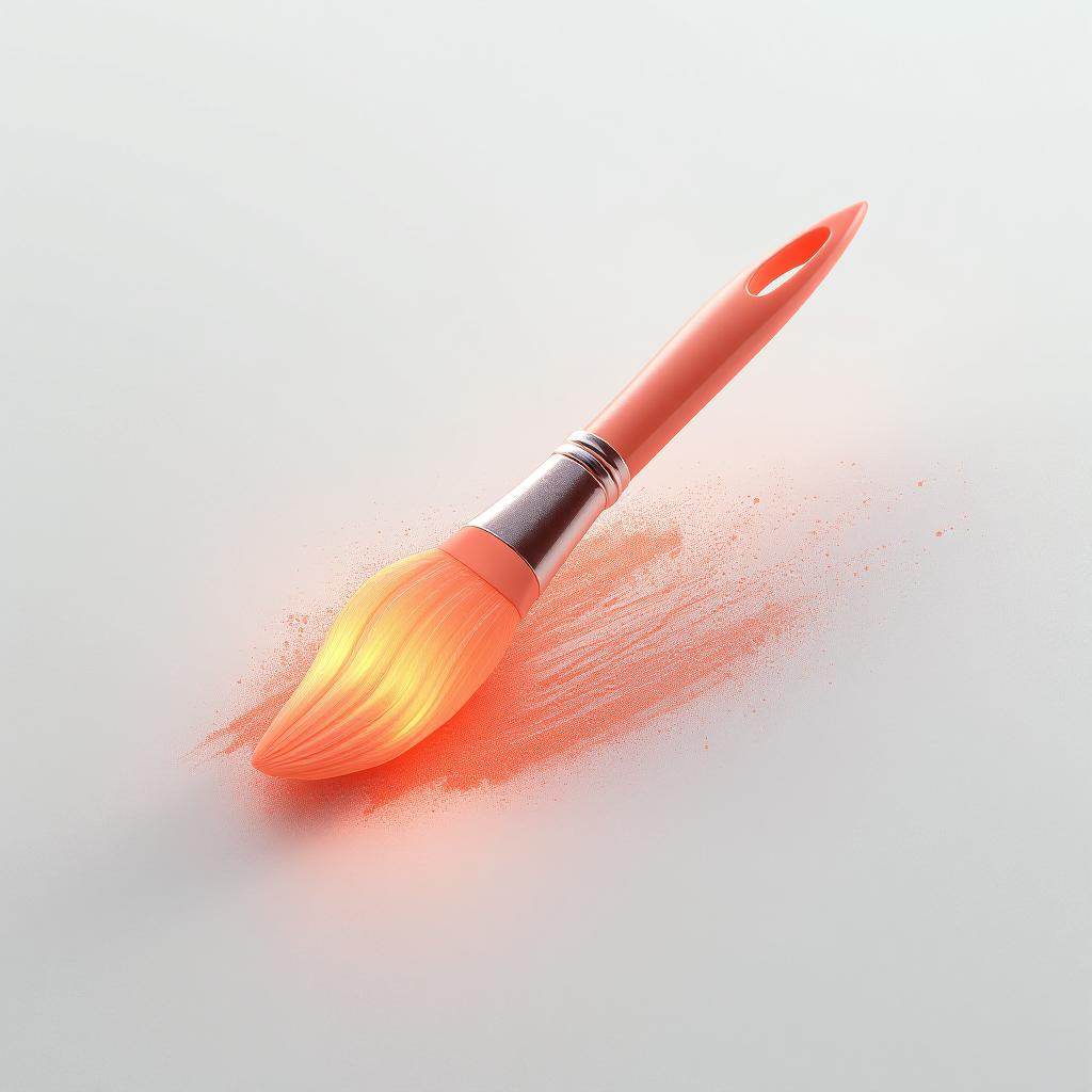  [small paintbrush] icon, peach gradient, white background, frosted glass, transparent sense of science and technology, ultra minimalist appearance, bright color, studio lighting, peach and white background, industrial design, a wealth of details, ultra high definition, dribble, pinterest, ray tracing, isometric view, blender, c4d, oc renderer seed 3062166470 v 6.0 style raw