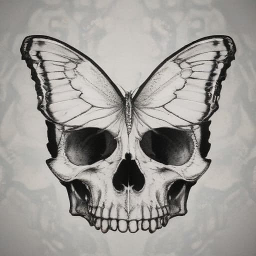 A butterfly positioned in a way so the butterfly’s outline creates a skull