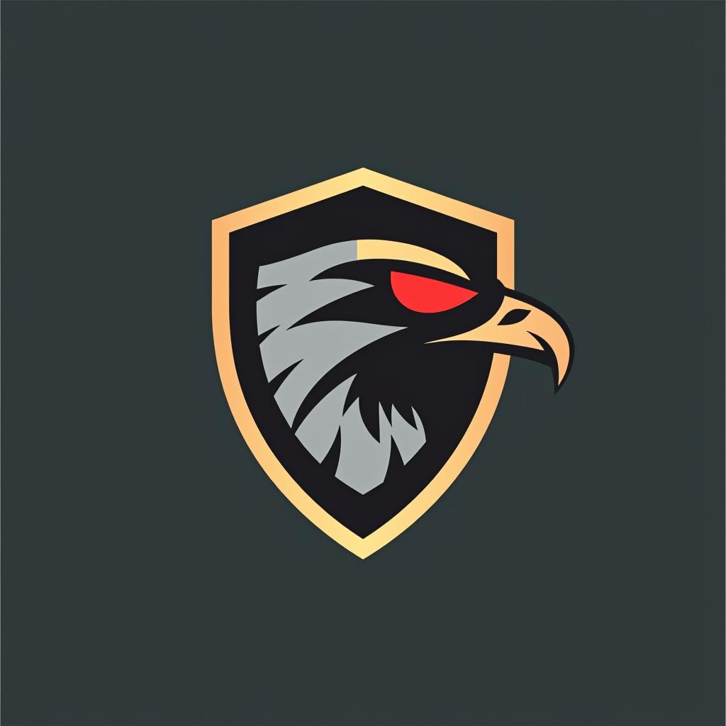  design a logo, create an emblem logo using an eagle’s eye and a shield, emphasizing the company’s focus on vigilance and protection.