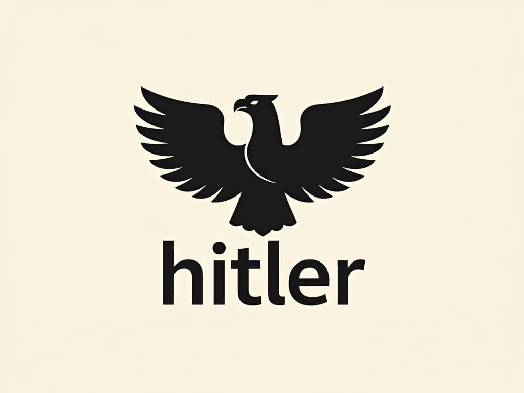  design a logo, in a minimalism style. logo de nombre “hitler” con aguila envuelta en llamas , with the text 'hitler'.