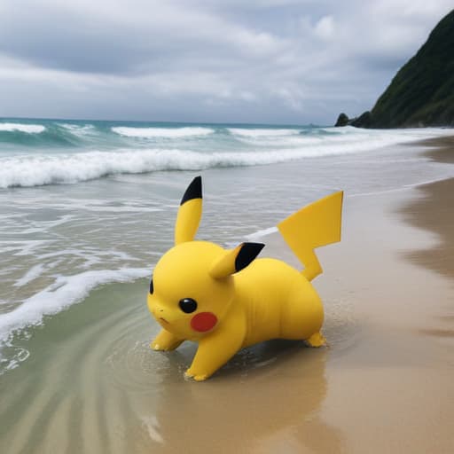 crawling pikachu in ocean