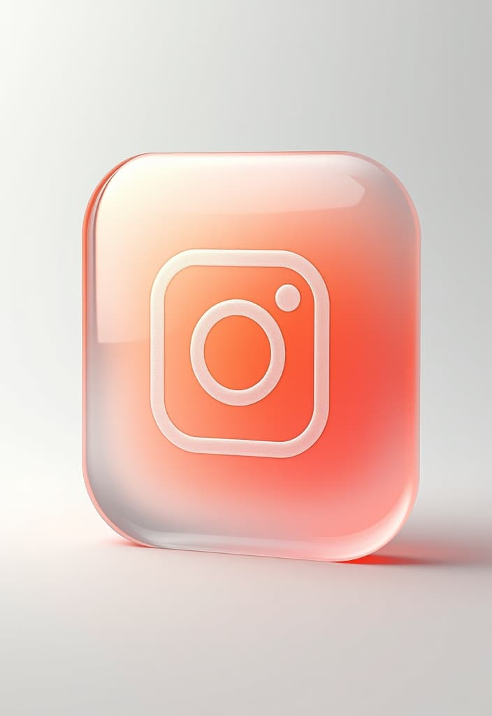  [instagram] icon, peach gradient, white background, frosted glass, transparent sense of science and technology, ultra minimalist appearance, bright color, studio lighting, peach and white background, industrial design, a wealth of details, ultra high definition, dribble, pinterest, ray tracing, isometric view, blender, c4d, oc renderer seed 3062166470 v 6.0 style raw hyperrealistic, full body, detailed clothing, highly detailed, cinematic lighting, stunningly beautiful, intricate, sharp focus, f/1. 8, 85mm, (centered image composition), (professionally color graded), ((bright soft diffused light)), volumetric fog, trending on instagram, trending on tumblr, HDR 4K, 8K