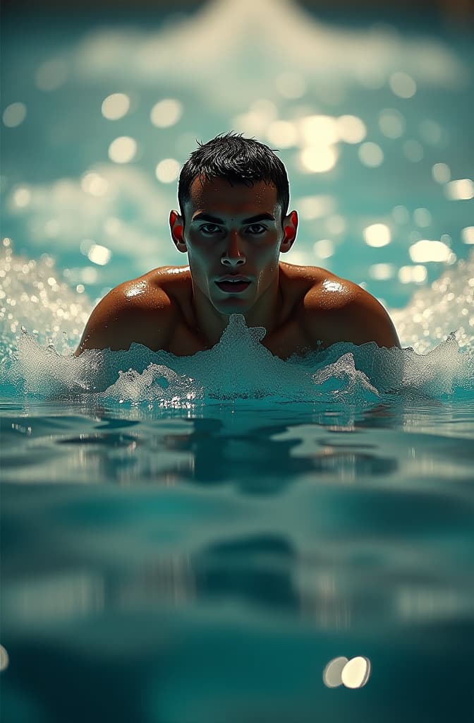  cristiano ronldo swimming hyperrealistic, full body, detailed clothing, highly detailed, cinematic lighting, stunningly beautiful, intricate, sharp focus, f/1. 8, 85mm, (centered image composition), (professionally color graded), ((bright soft diffused light)), volumetric fog, trending on instagram, trending on tumblr, HDR 4K, 8K