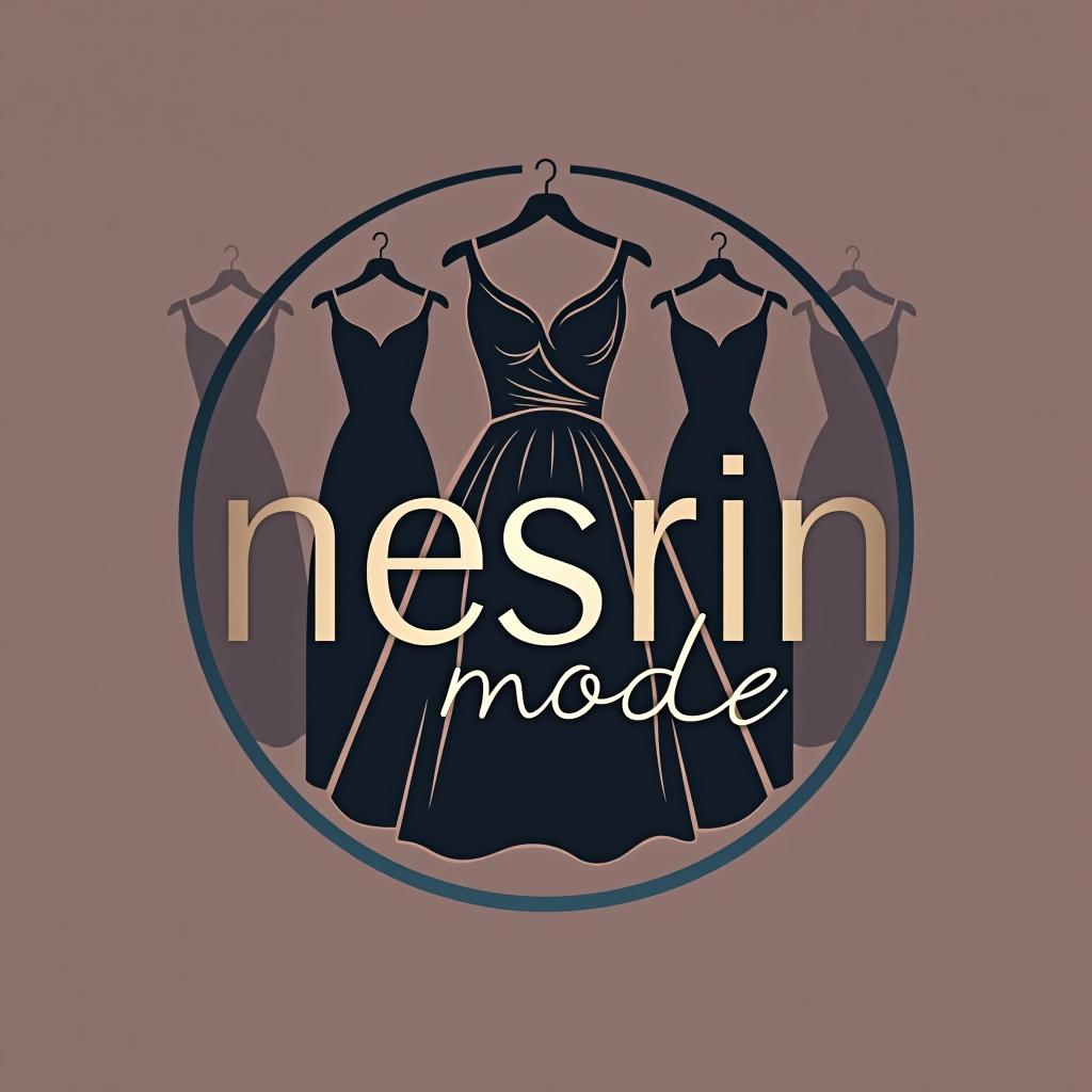  design a logo, es ist für eine abendmode geschäft mit kleidern , with the text 'nesrin mode '.