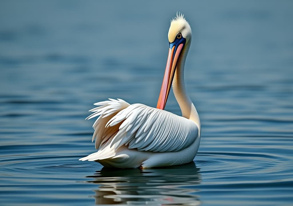  graceful pelican on the water, 4k hyperrealistic photo