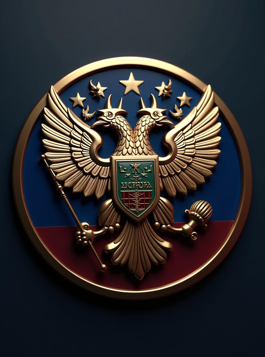  logo of a russian intelligence group, word "aurora secret service" stamped on the logo, 3d render, no background, high quality, high details, hd, perfect composition, 4k epic detailed, highly detailed, sharp focus, high resolution