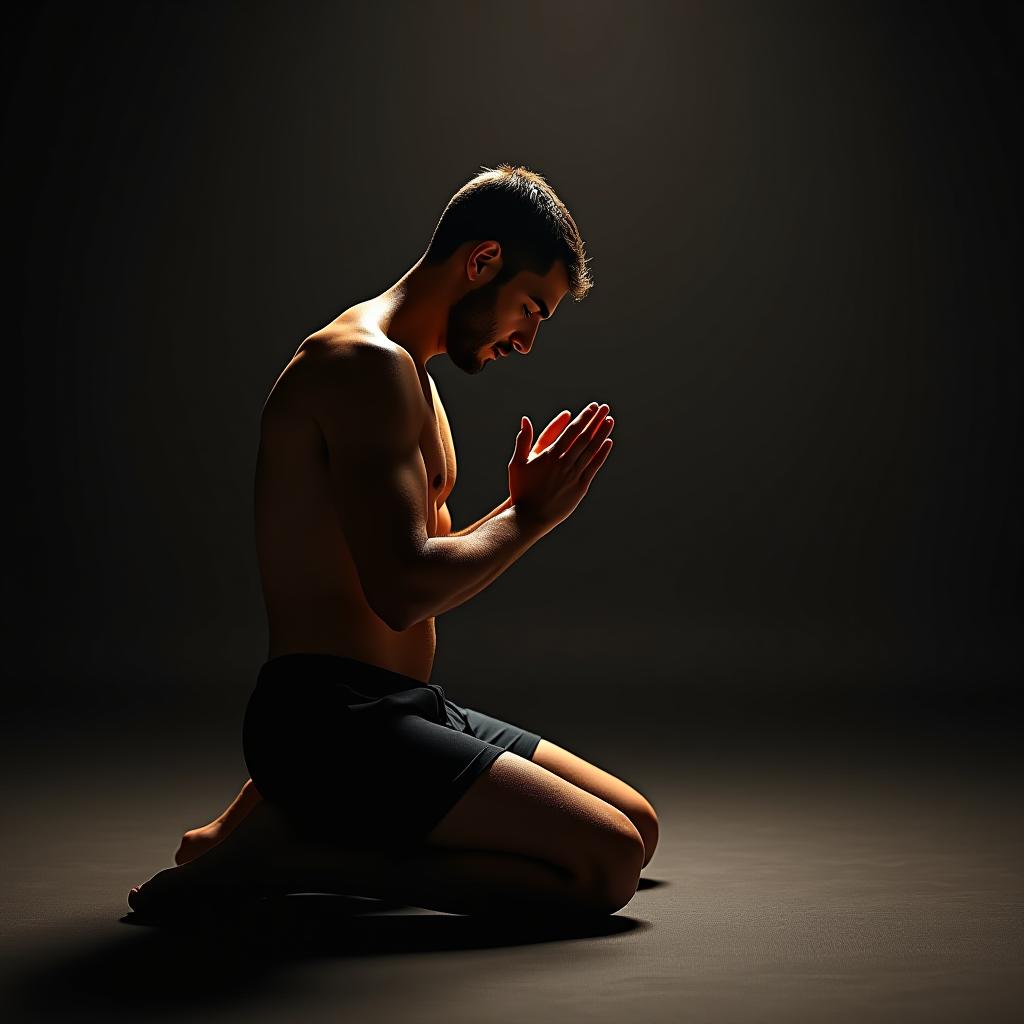  make an image of a man praying kneeling