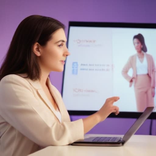 A picture of a woman teaching other woman entrepreneurs in Cinematic style with Gradient background