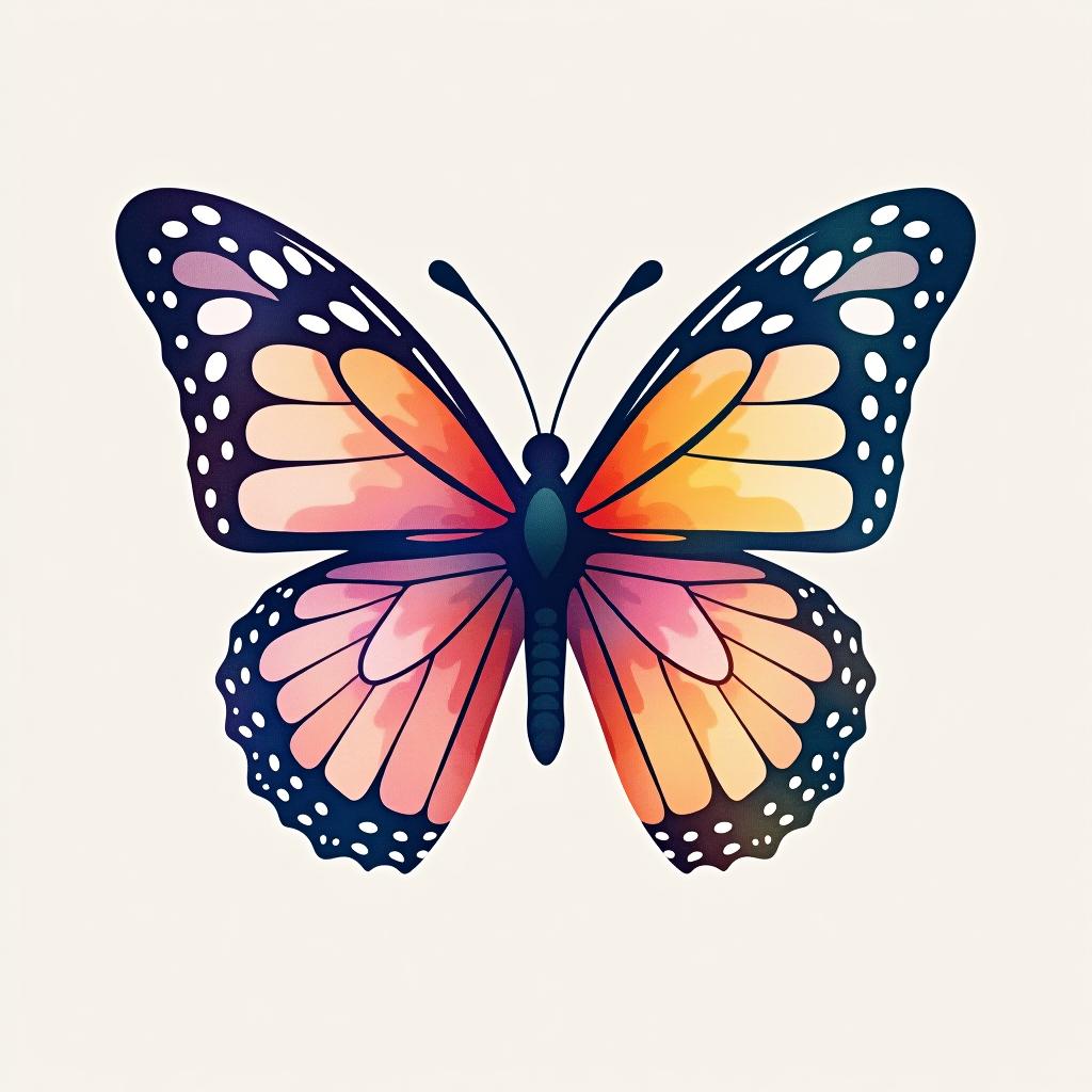  design a logo, watercolor style, logo of a butterfly, beautiful colors