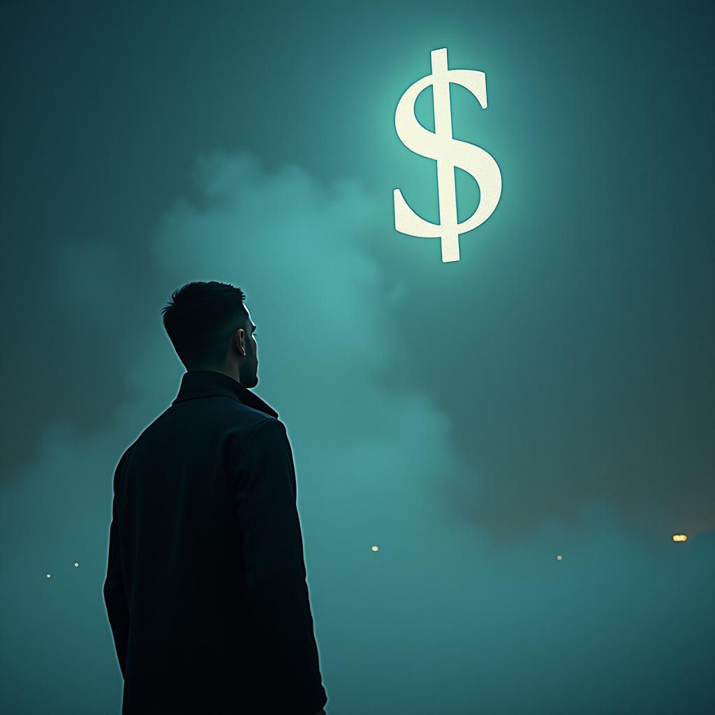  mysterious man staring at $stelai written in the sky hyperrealistic, full body, detailed clothing, highly detailed, cinematic lighting, stunningly beautiful, intricate, sharp focus, f/1. 8, 85mm, (centered image composition), (professionally color graded), ((bright soft diffused light)), volumetric fog, trending on instagram, trending on tumblr, HDR 4K, 8K