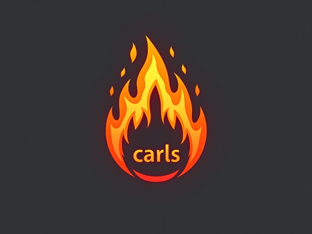  design a logo, in a threedrender style. icono de fuego, logotipo, gráficos, 8k, fondo blanco, interfaz de usuario, experiencia de usuario, sitio web, with the text 'carls'.