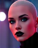  ultra realistic close up portrait ((beautiful pale cyberpunk female with heavy black eyeliner)), blue eyes, shaved side haircut, hyper detail, cinematic lighting, magic neon, dark red city, canon eos r3, nikon, f/1.4, iso 200, 1/160s, 8k, raw, unedited, symmetrical balance, in frame, 8k hyperrealistic, full body, detailed clothing, highly detailed, cinematic lighting, stunningly beautiful, intricate, sharp focus, f/1. 8, 85mm, (centered image composition), (professionally color graded), ((bright soft diffused light)), volumetric fog, trending on instagram, trending on tumblr, HDR 4K, 8K