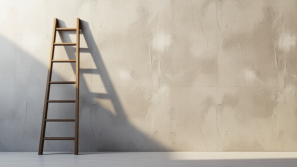  step ladder against a wall. growth, future, development concept. 3d rendering