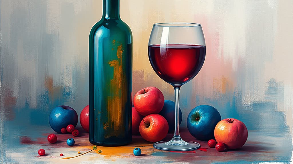  a bottle of wine painted with colorful paints handmade, high quality, high details, hd, perfect composition, 4k epic detailed, highly detailed, sharp focus, high resolution