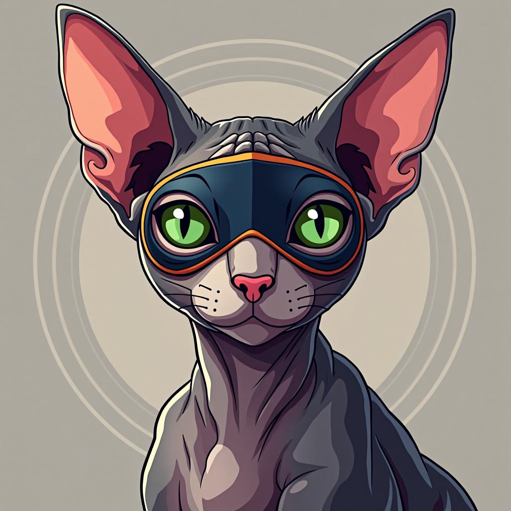  sphynx cat with mask , (logo:1.15), hq, hightly detailed, 4k