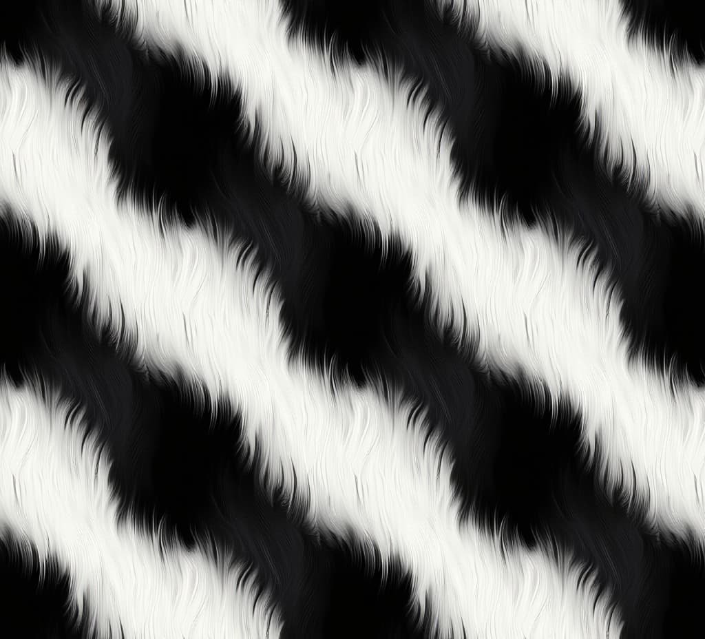  seamless pattern of panda skin, animal fur print texture, black and white patches background, fluffy wallpaper .